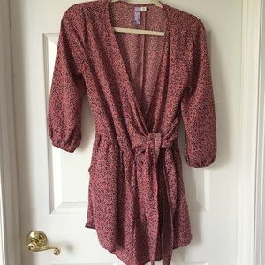 Floral printed tie front romper